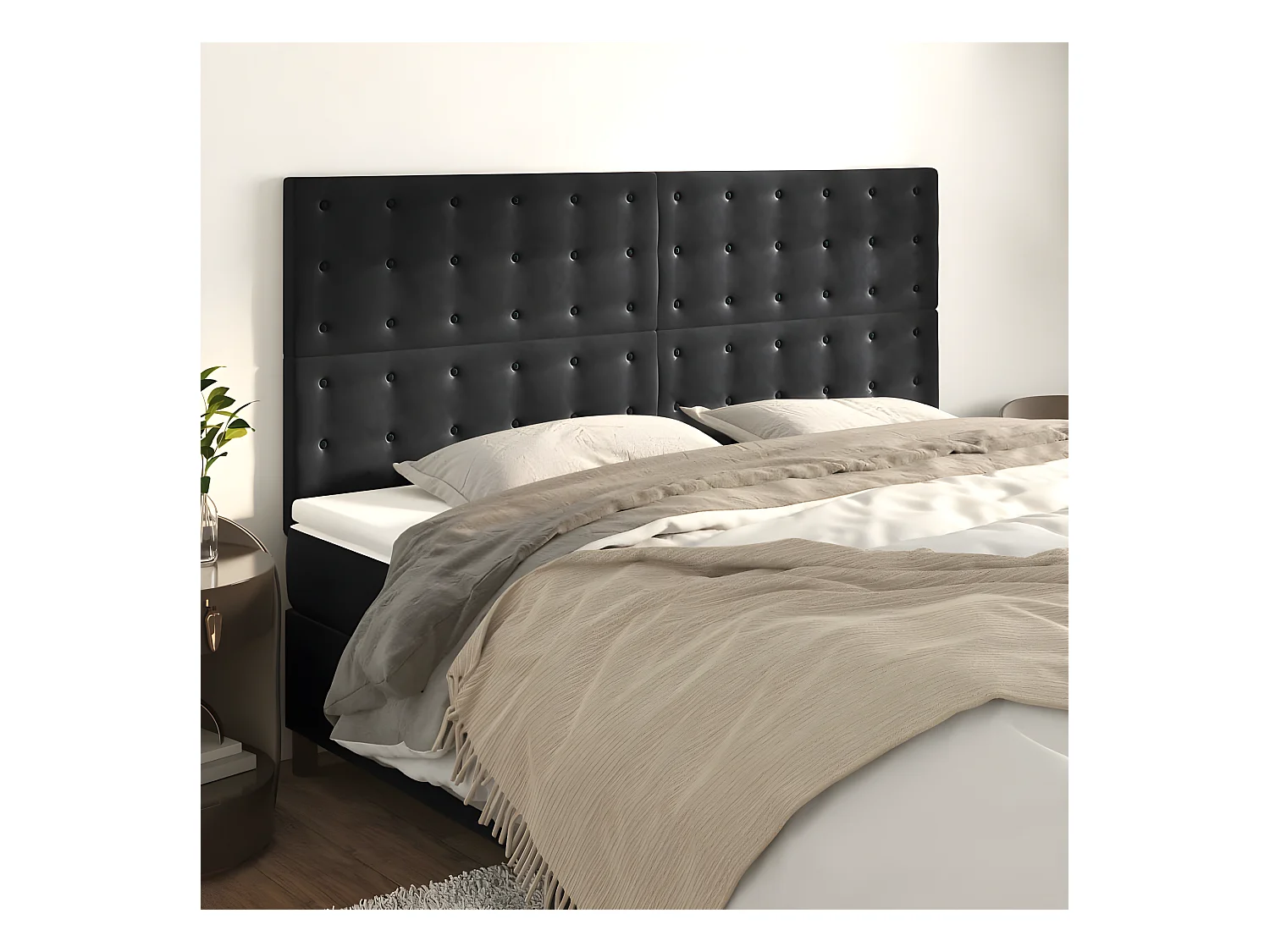 Têtes de lit 4 pièces Noir 80x5x78/88 cm Velours