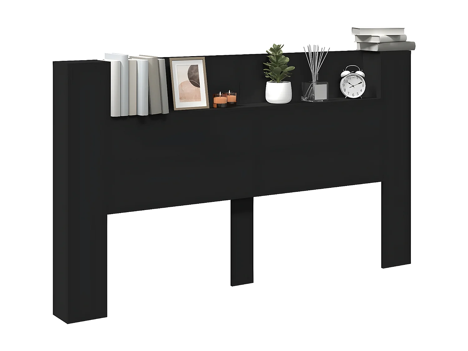 Armário de cabeceira com luzes LED 180x16,5x103,5 cm preto