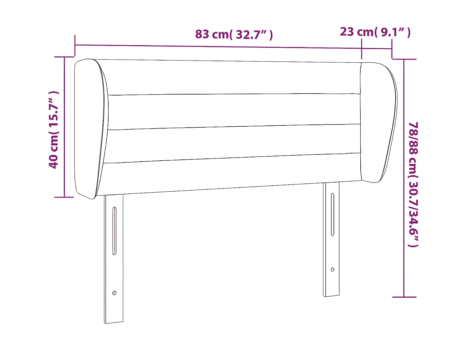 Tête de lit avec oreilles Bleu foncé 83x23x78/88 cm Velours