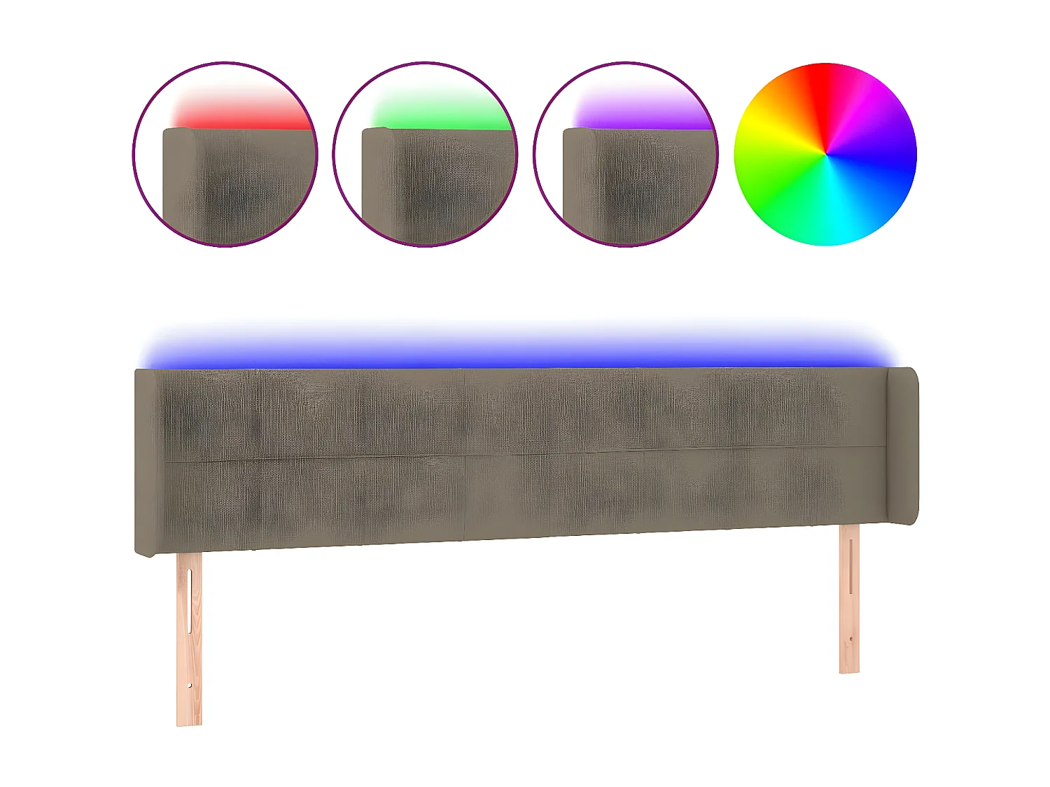 Hoofdbord LED 183x16x78/88 cm stof taupe