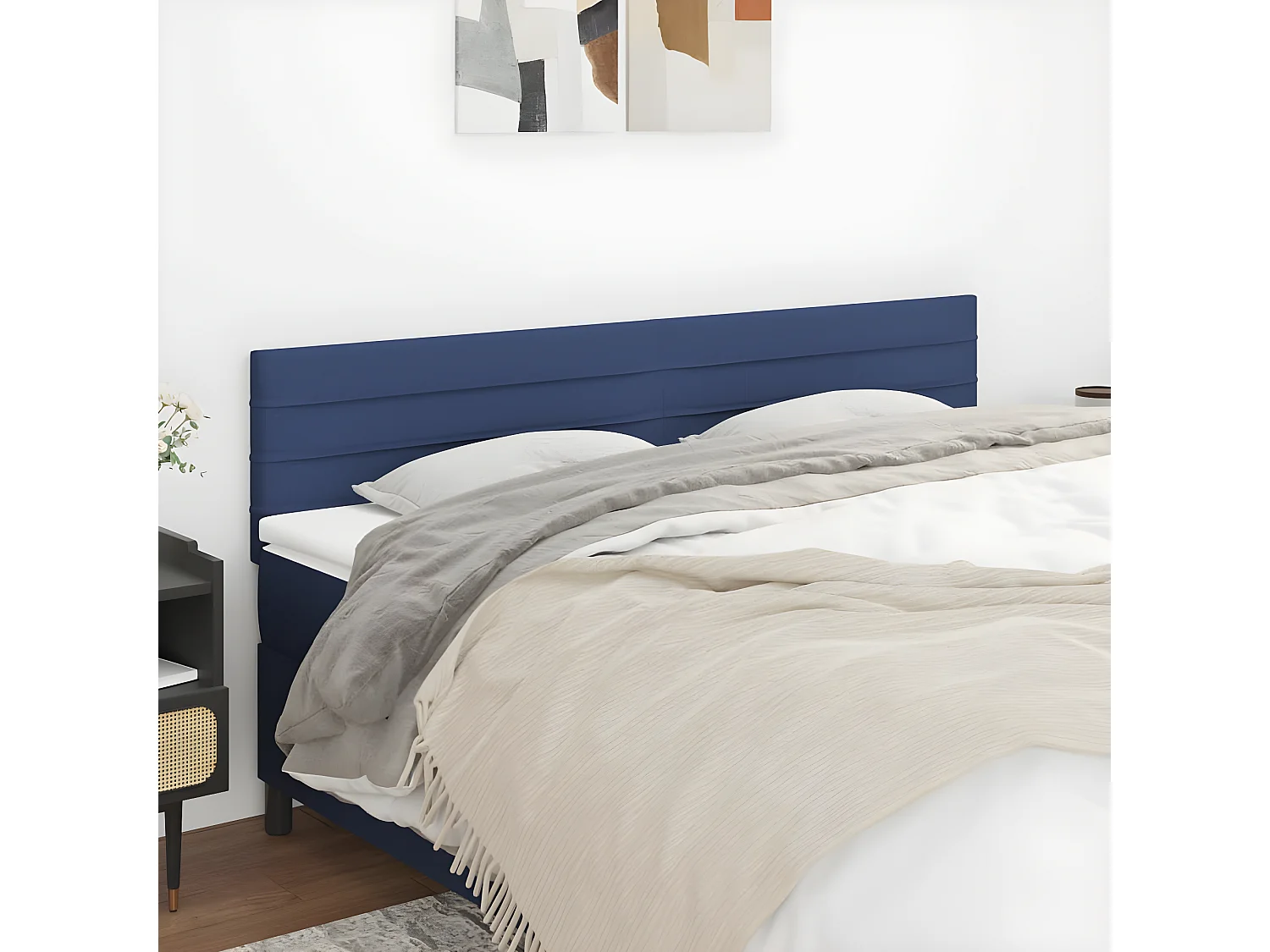 Cabeceros 2 unidades de tela azul 80x5x78/88 cm