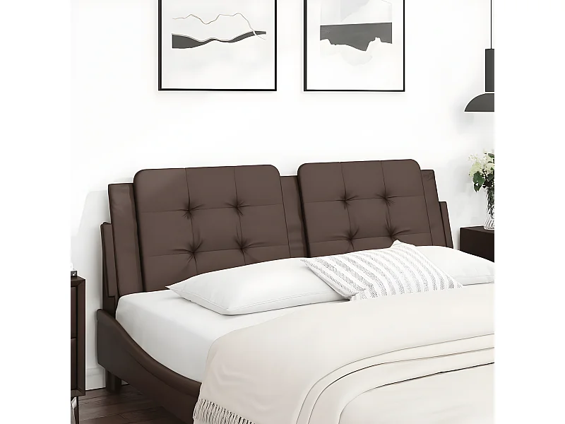 Cabecero de cama acolchado cuero sintético marrón 160 cm