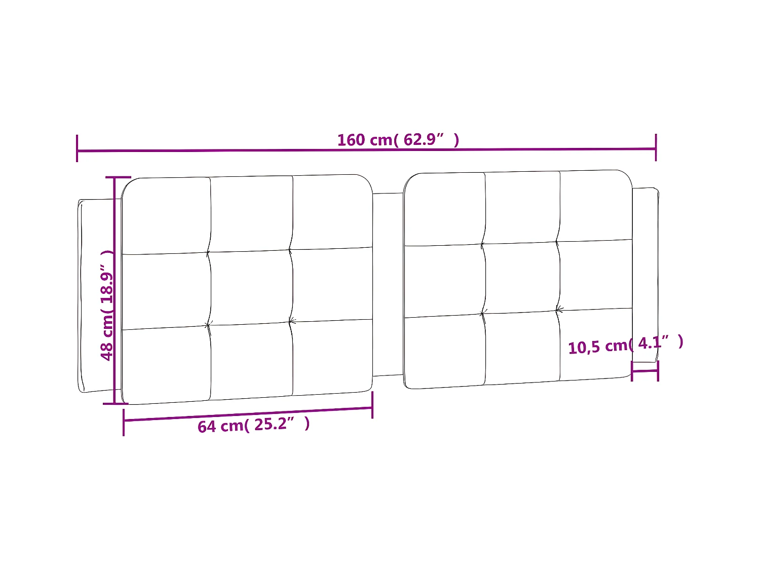 Coussin de tête de lit marron 160 cm similicuir