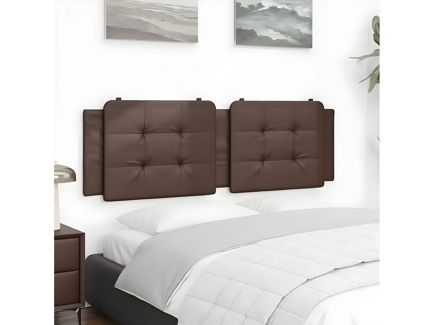 Coussin de tête de lit marron 160 cm similicuir