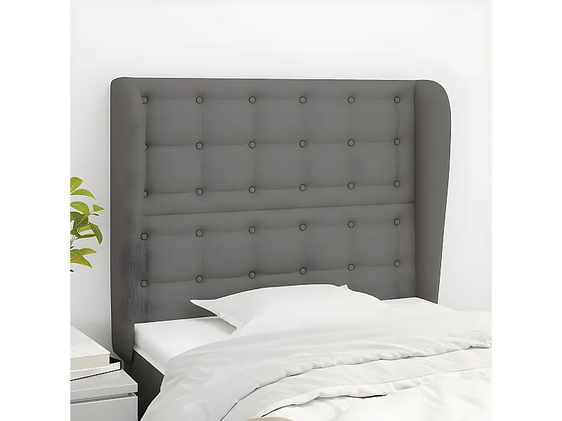 Cabeceira cama c/ abas tecido 93x23x118/128 cm cinzento-escuro