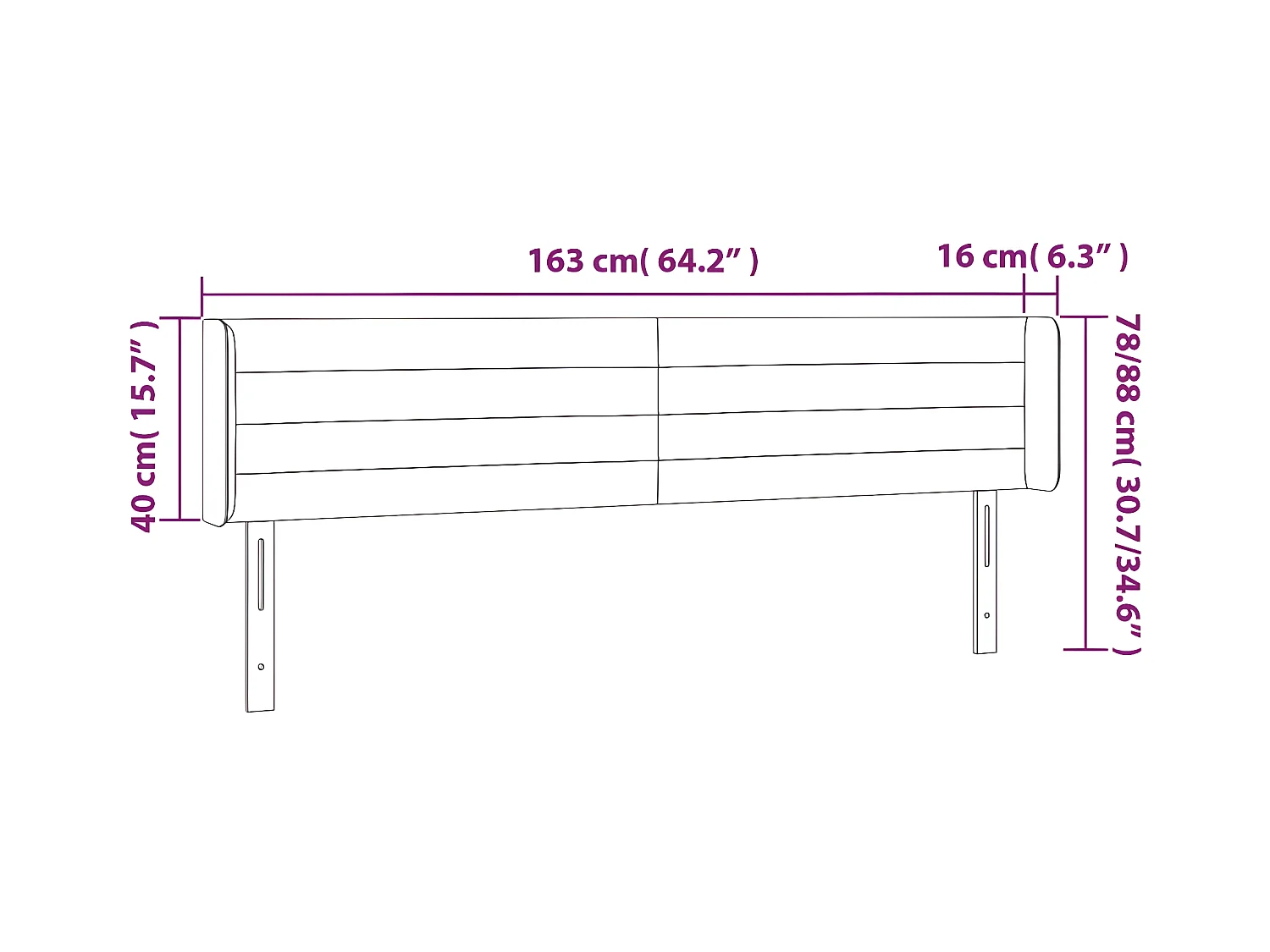 Tête de lit à LED Bleu 163x16x78/88 cm Tissu