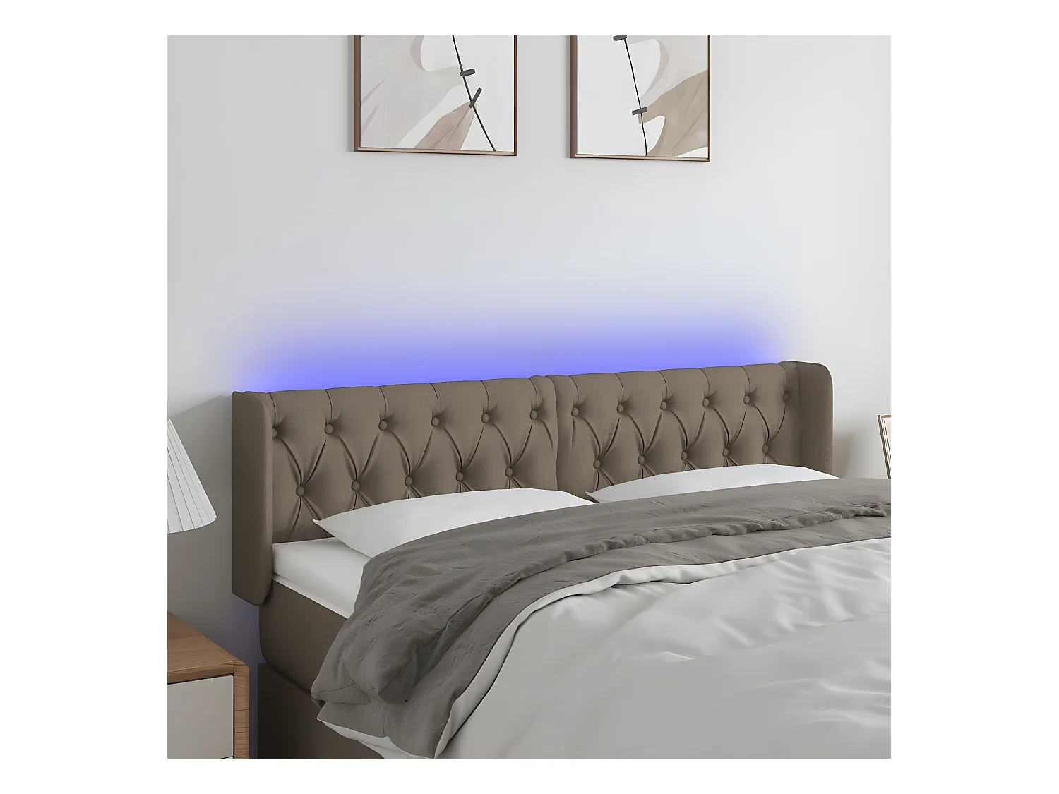 Tête de lit à LED Taupe 163x16x78/88 cm Tissu