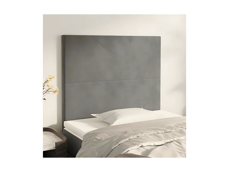 Cabeceros 2 unidades de terciopelo gris claro 80x5x78/88 cm