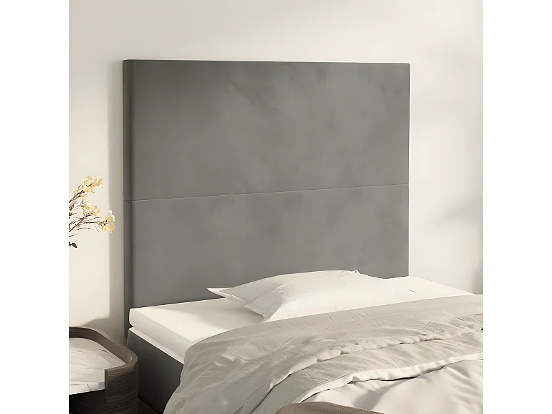 Têtes de lit 2 pièces Gris clair 80x5x78/88 cm Velours