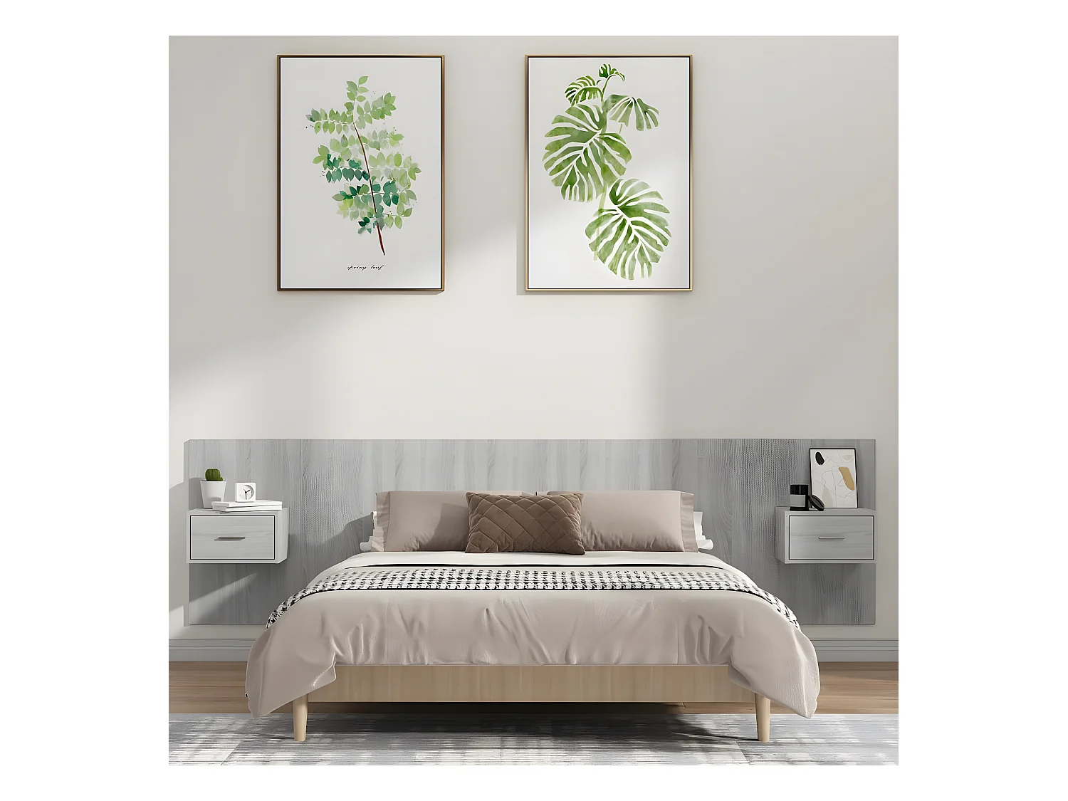 Tête de lit avec armoires Gris sonoma Bois d'ingénierie