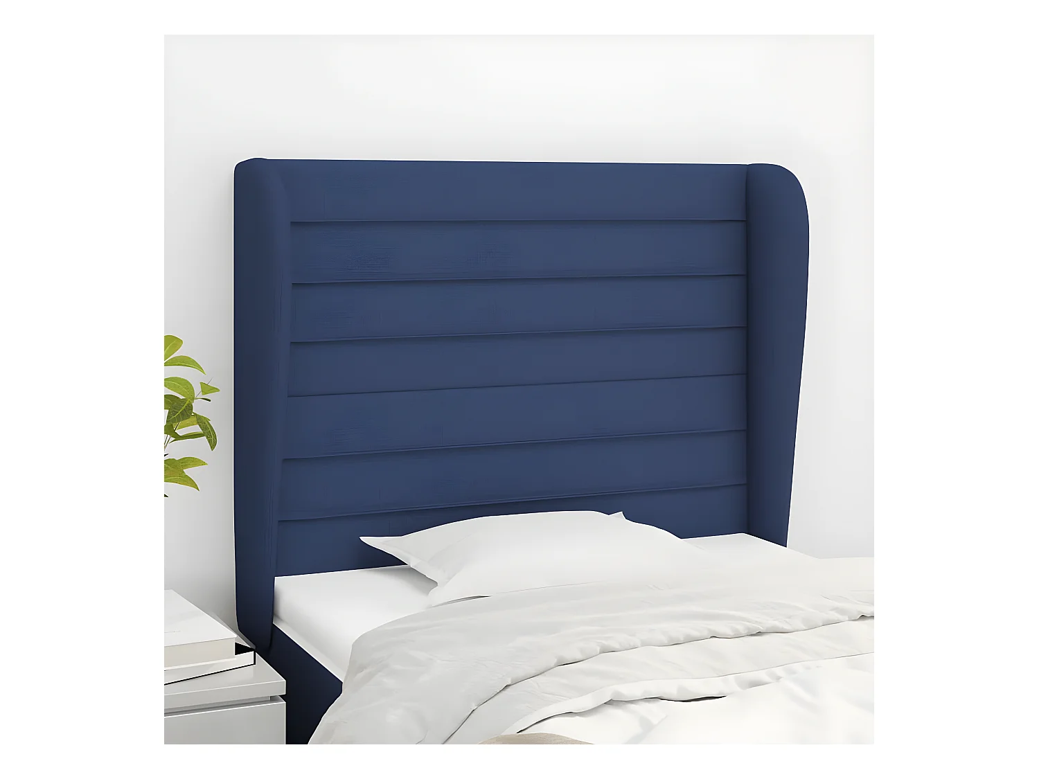 Tête de lit avec oreilles Bleu 83x23x118/128 cm Tissu