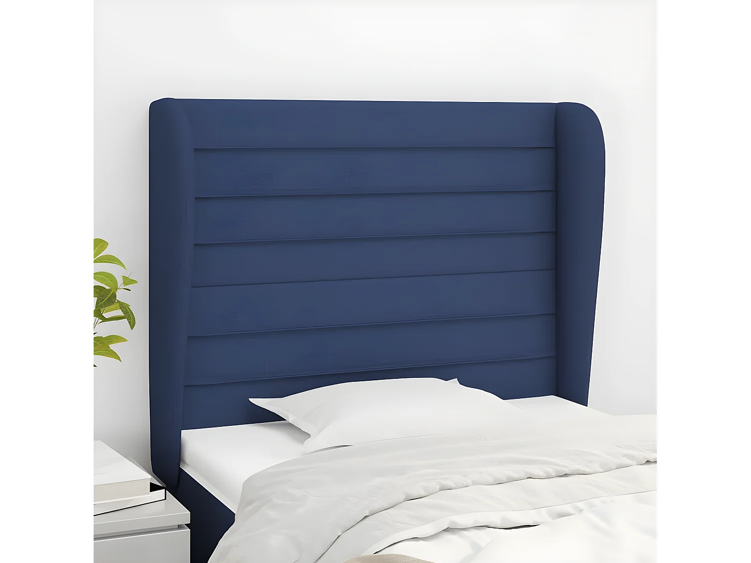 Tête de lit avec oreilles Bleu 83x23x118/128 cm Tissu