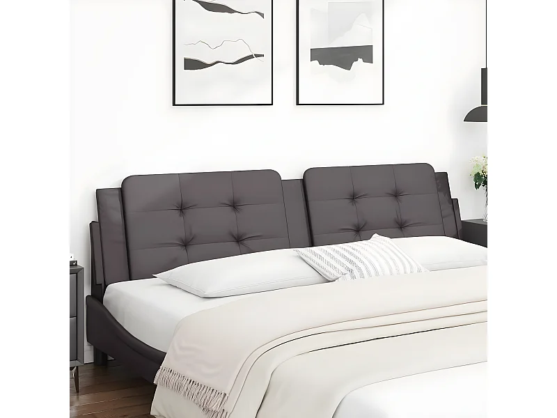 Coussin de tête de lit gris 200 cm similicuir
