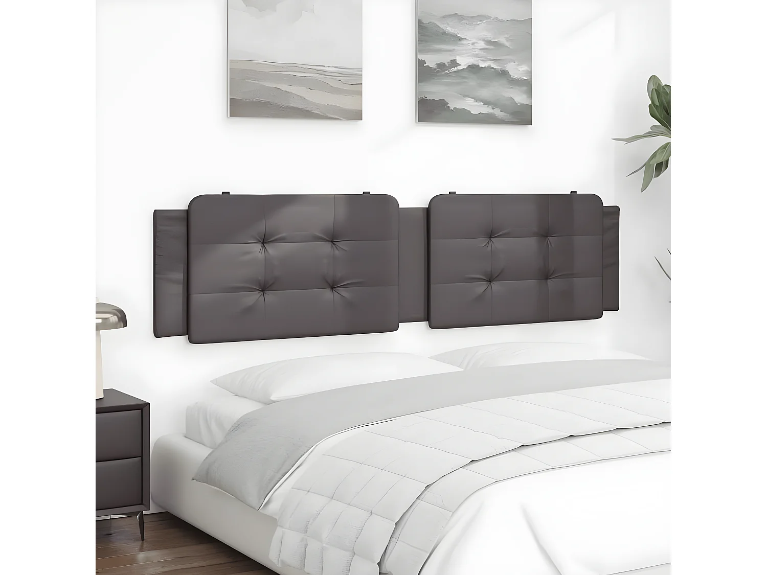 Coussin de tête de lit gris 200 cm similicuir