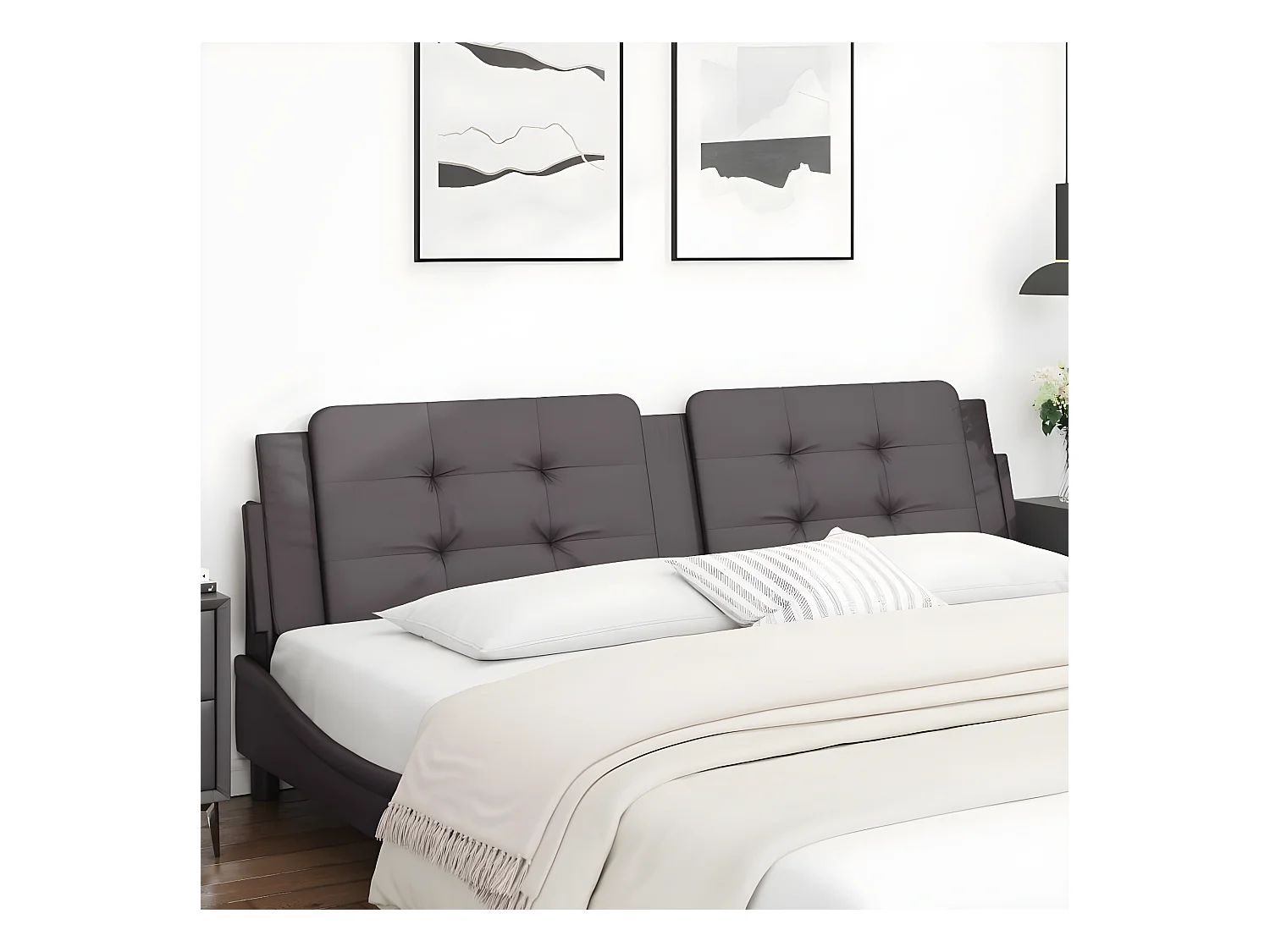 Coussin de tête de lit gris 200 cm similicuir