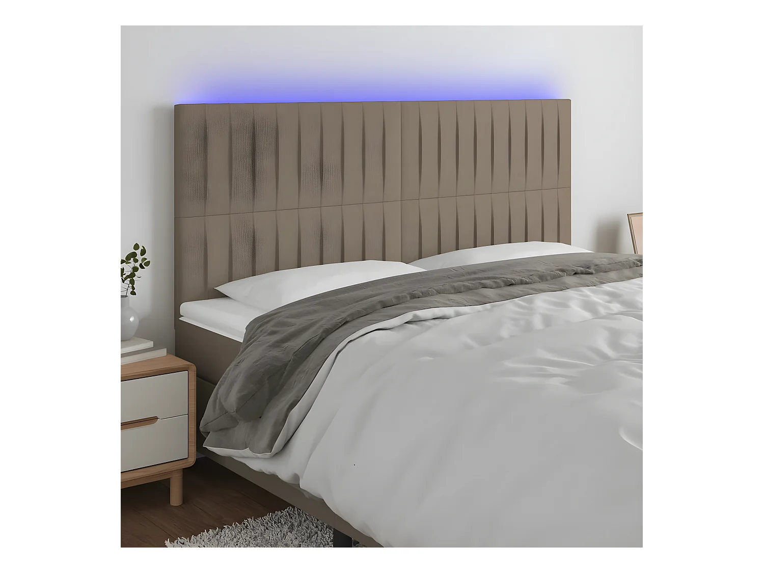 Tête de lit à LED Taupe 180x5x118/128 cm Tissu