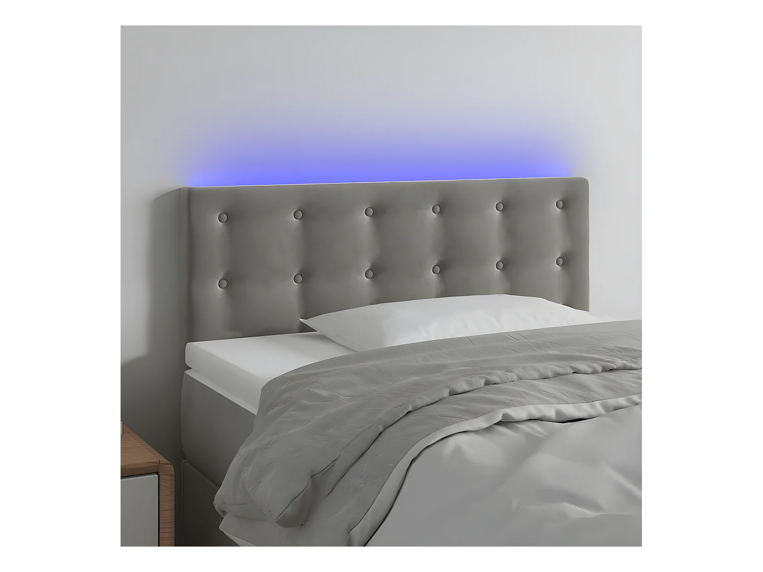 Hoofdbord LED 100x5x78/88 cm fluweel lichtgrijs
