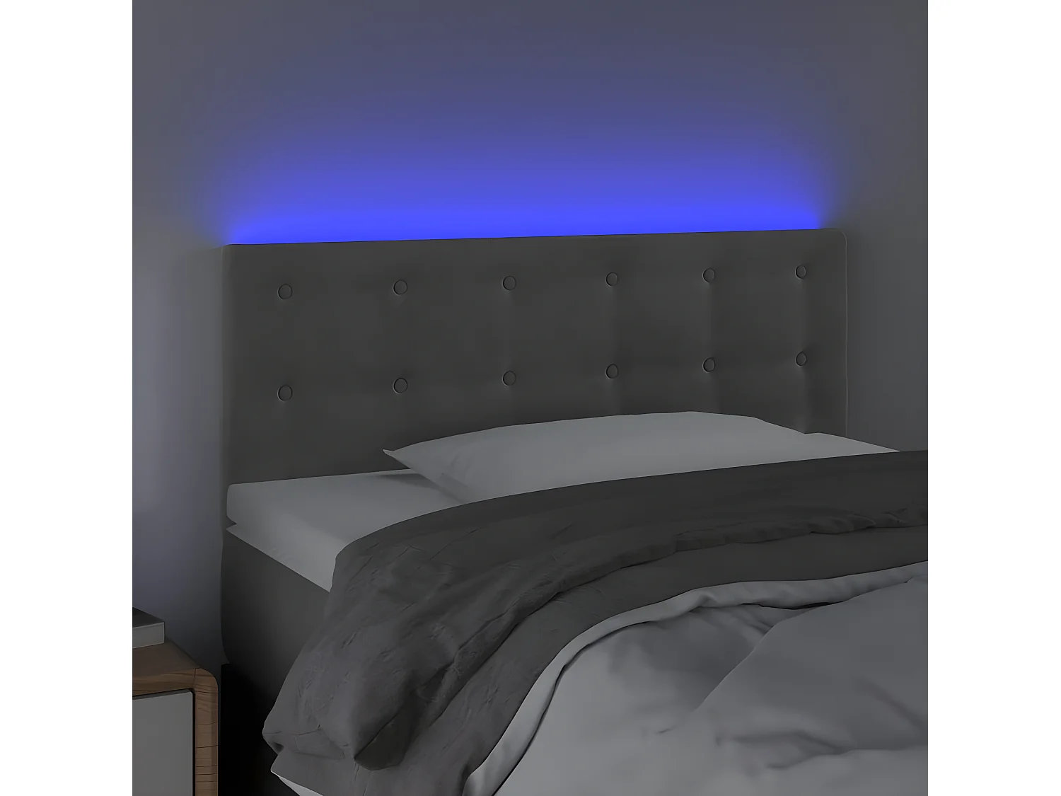 Cabecero con LED de terciopelo gris claro 100x5x78/88 cm