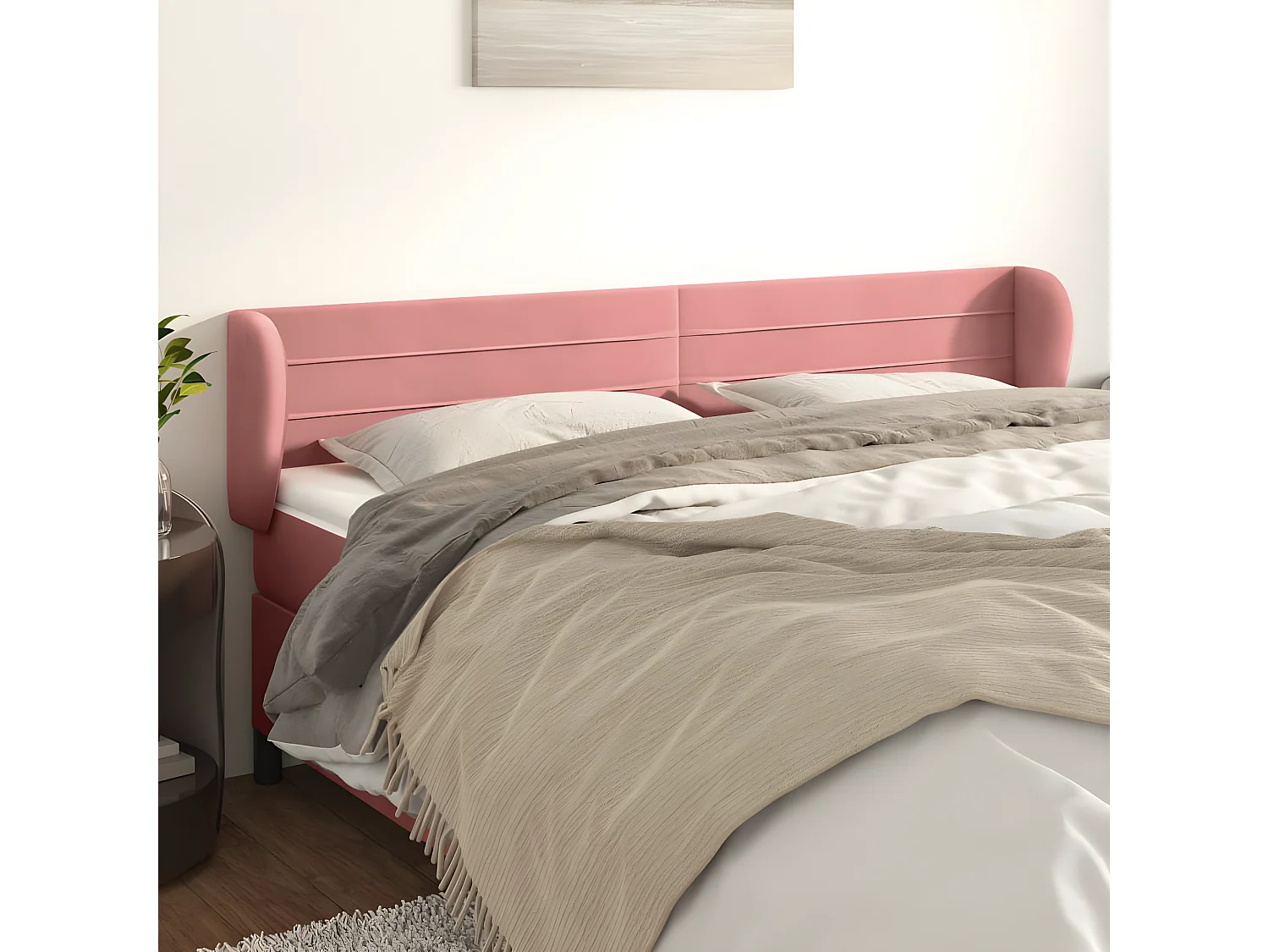 Tête de lit avec oreilles Rose 183x23x78/88 cm Velours