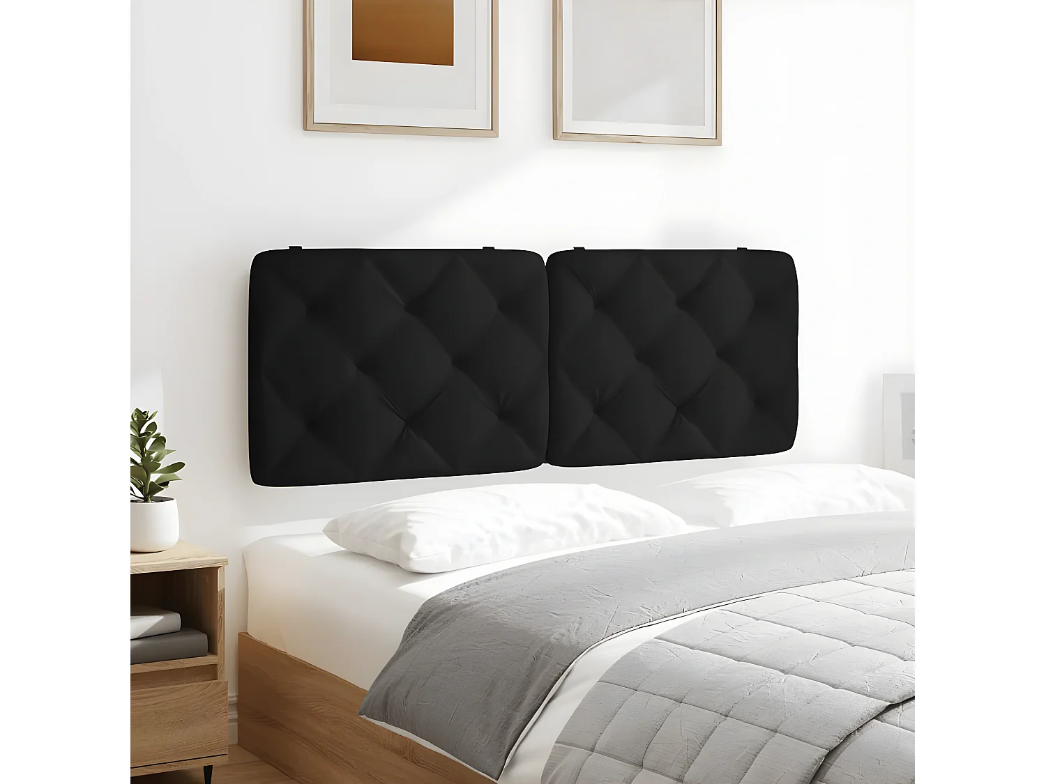 Coussin de tête de lit noir 120 cm velours