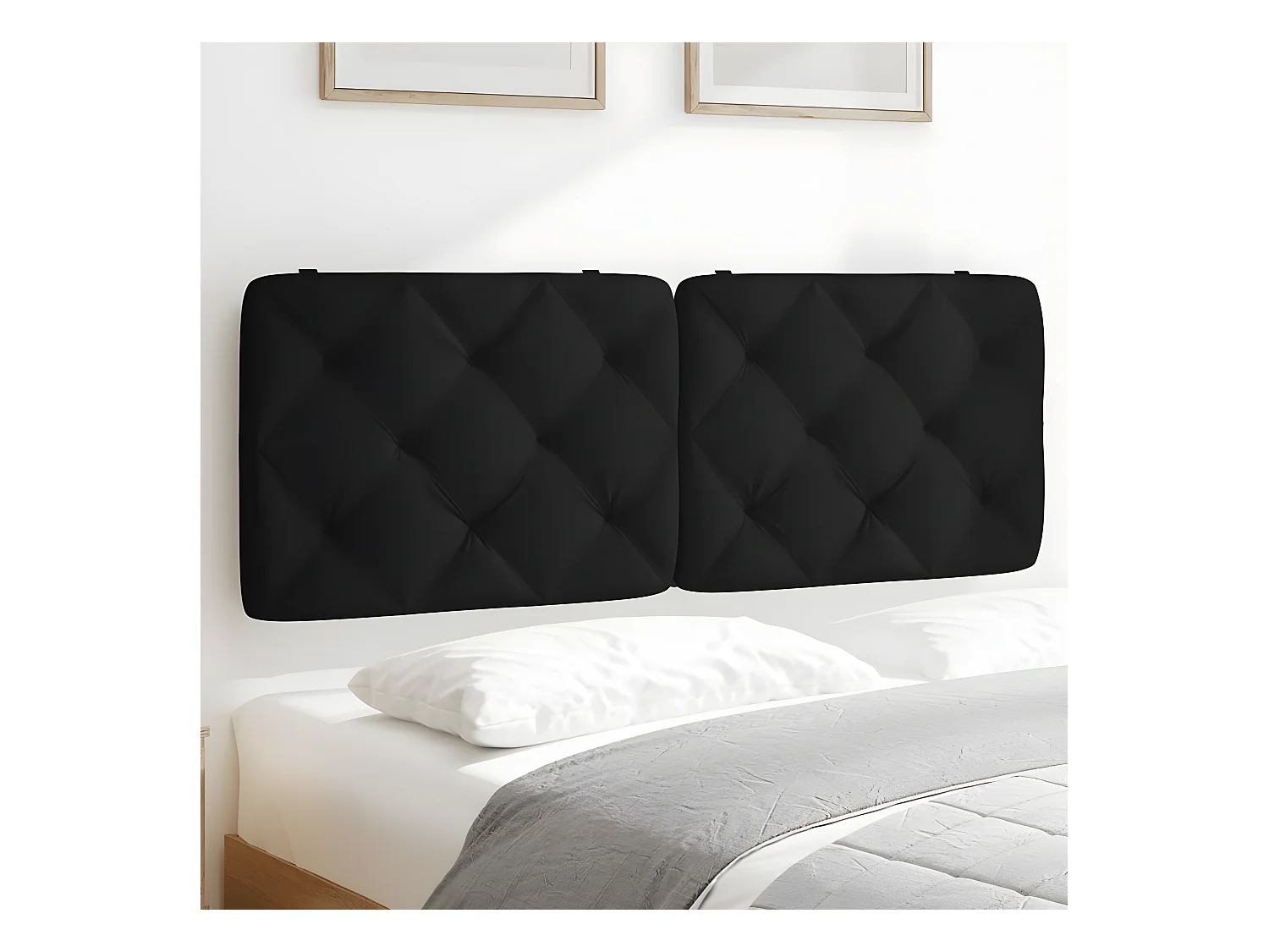 Coussin de tête de lit noir 120 cm velours