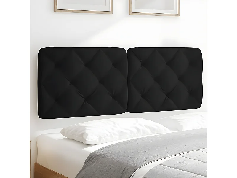 Coussin de tête de lit noir 120 cm velours