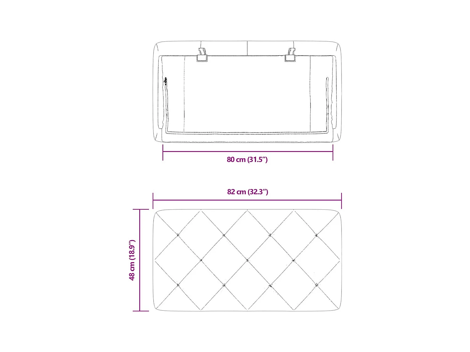 Cabecero de cama acolchado terciopelo azul 80 cm