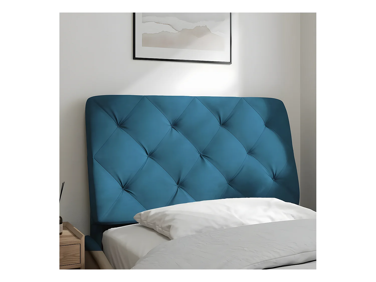 Cabecero de cama acolchado terciopelo azul 80 cm