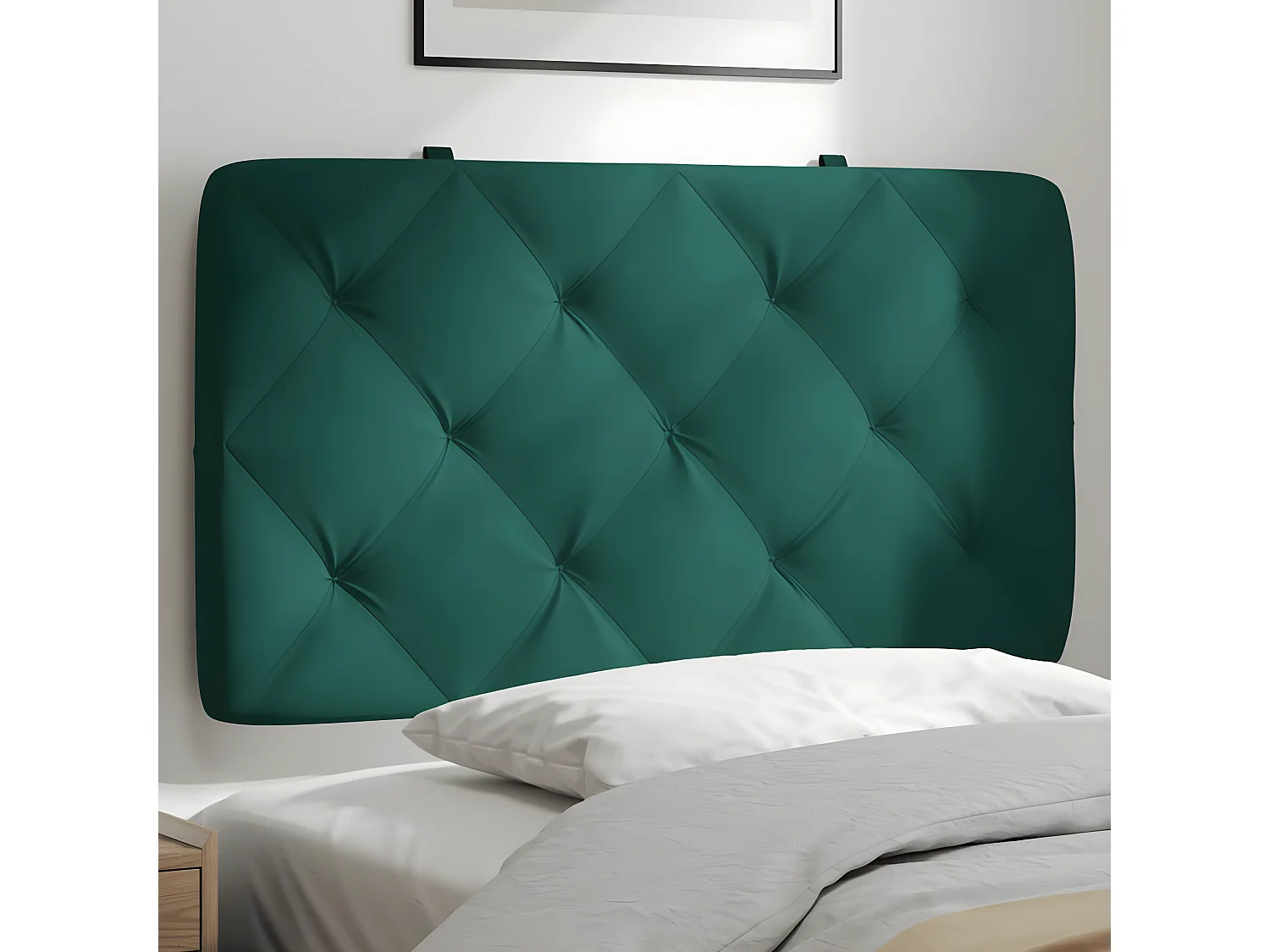Coussin de tête de lit vert foncé 80 cm velours