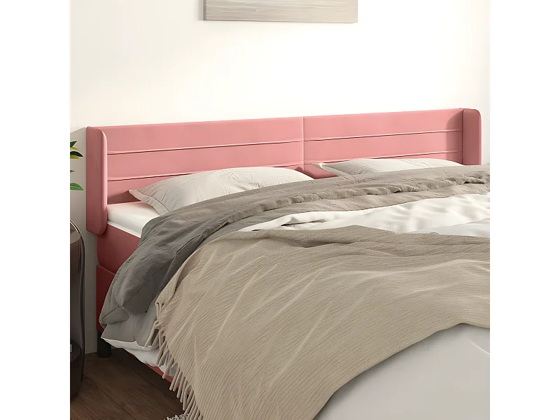 Tête de lit avec oreilles Rose 203x16x78/88 cm Velours
