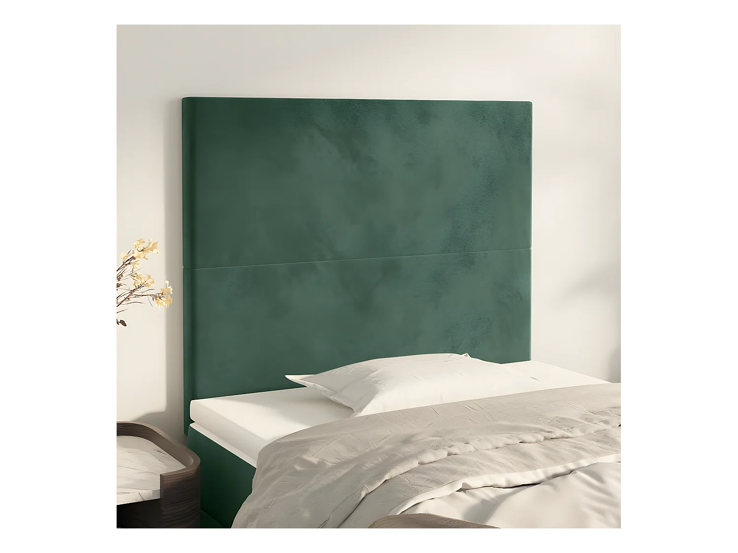 Cabeceros 2 unidades de terciopelo verde oscuro 90x5x78/88 cm