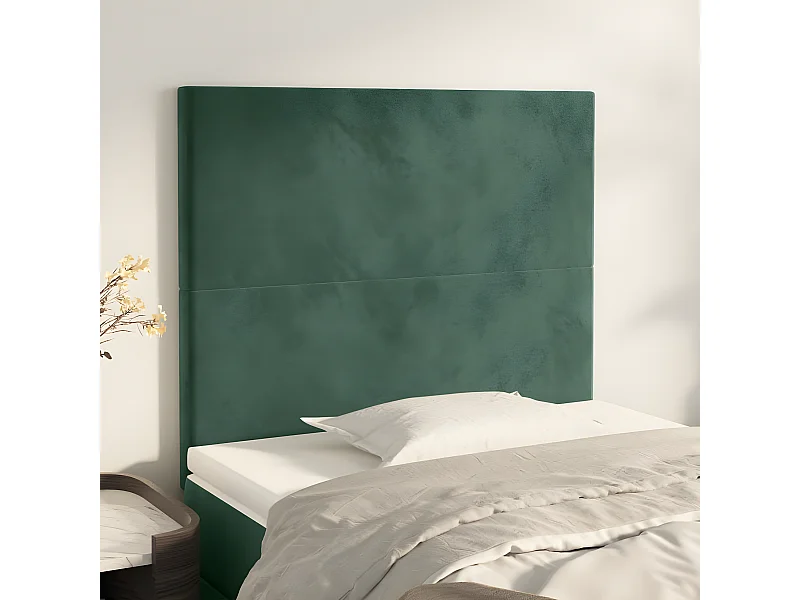 Cabeceros 2 unidades de terciopelo verde oscuro 90x5x78/88 cm