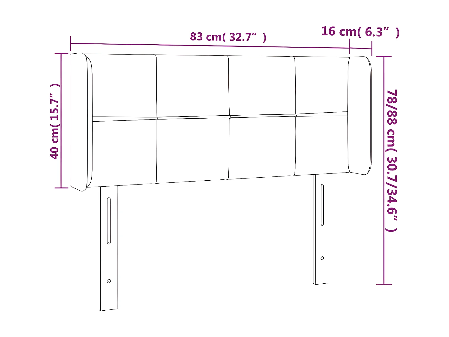 Cabeceira de cama c/ luzes LED veludo 83x16x78/88 cm rosa