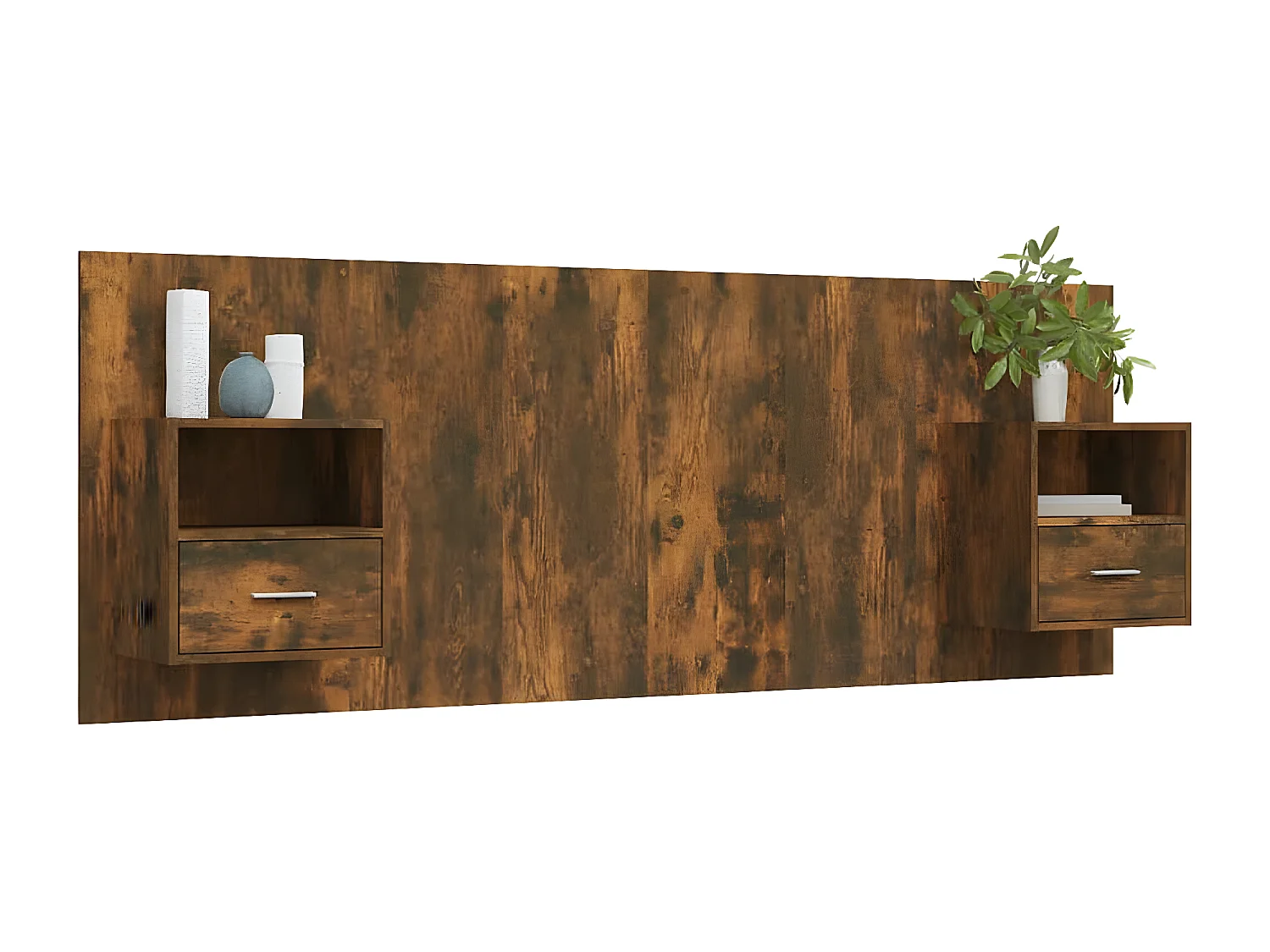 Tête de lit avec armoires Chêne fumé Bois d'ingénierie