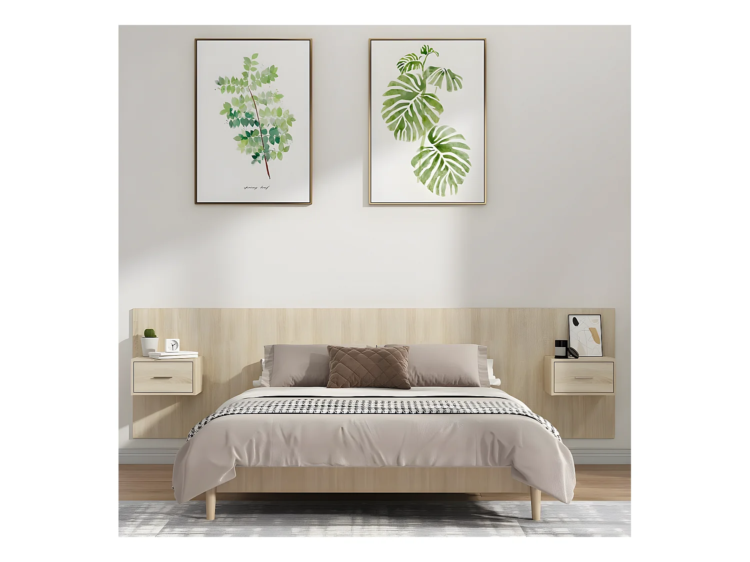 Tête de lit avec armoires Chêne sonoma Bois d'ingénierie
