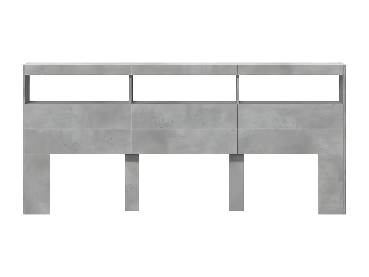 Armoire tête de lit avec LED gris béton 220x17x102 cm