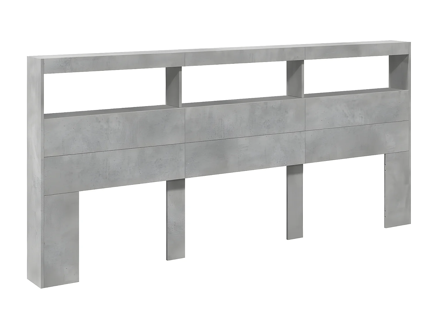 Armoire tête de lit avec LED gris béton 220x17x102 cm