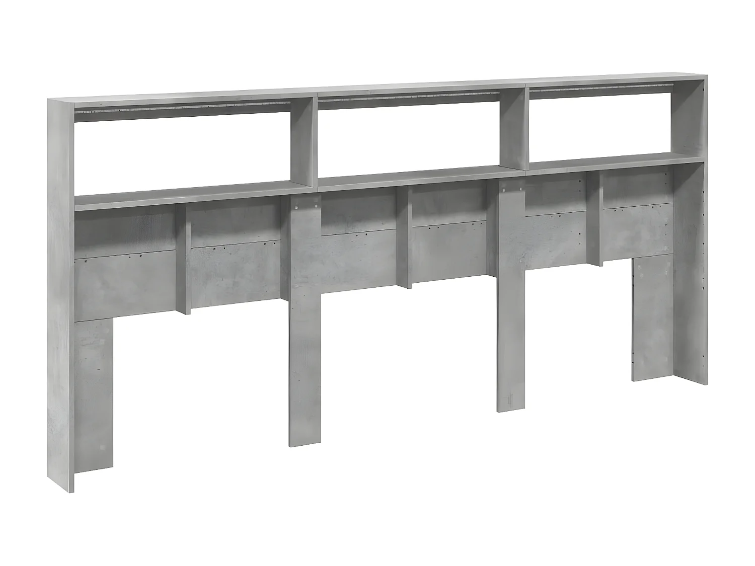 Armoire tête de lit avec LED gris béton 220x17x102 cm