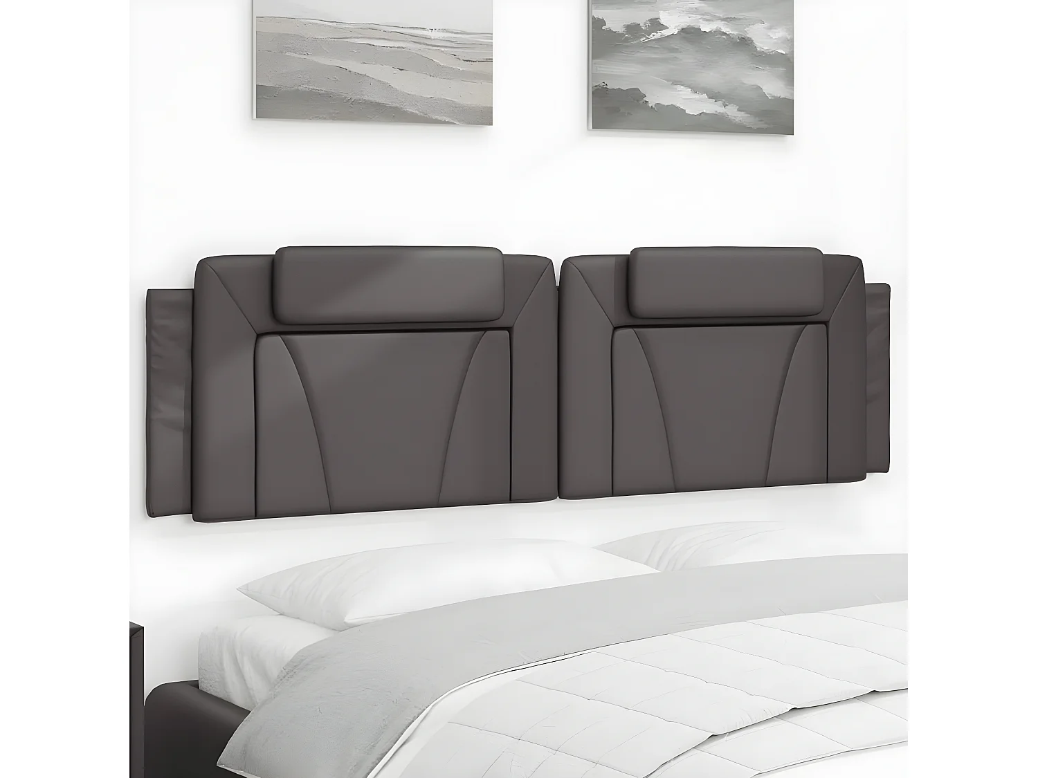 Coussin de tête de lit gris 180 cm similicuir