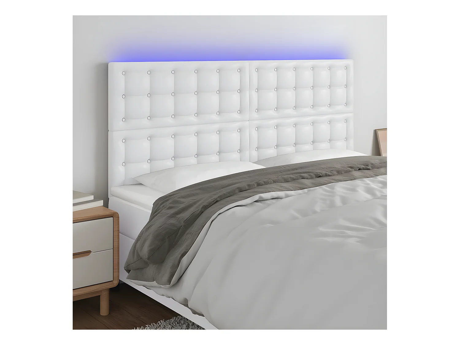 Tête de lit à LED Blanc 160x5x118/128 cm Similicuir