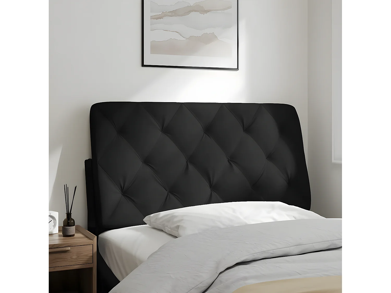 Coussin de tête de lit noir 100 cm velours