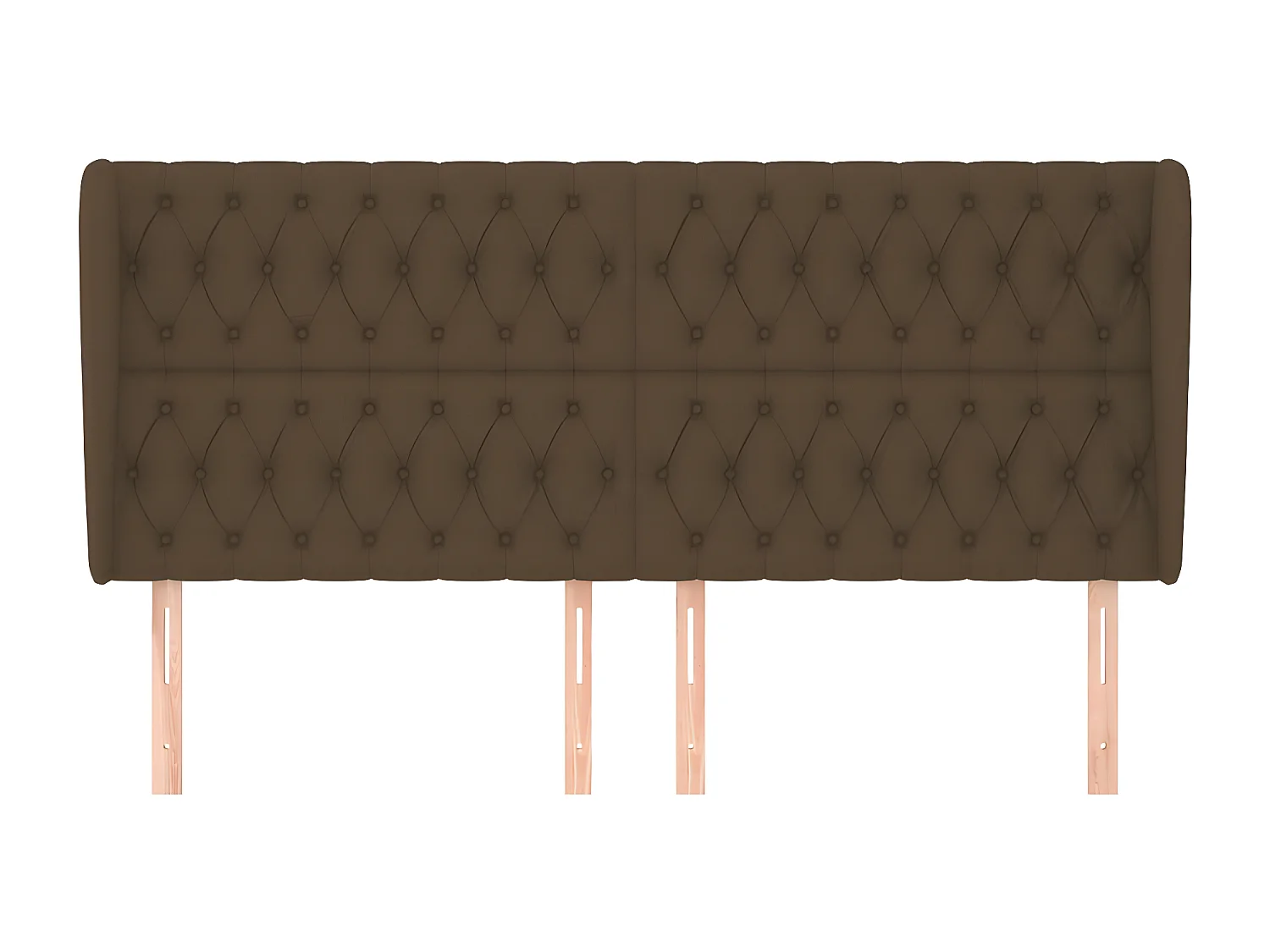 Hoofdbord met randen 183x23x118/128 cm stof donkerbruin