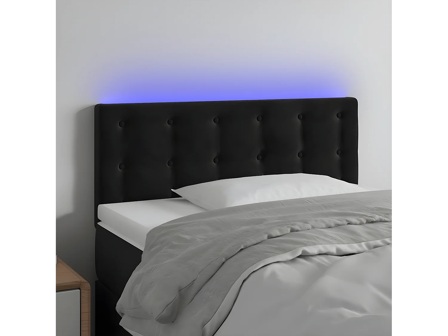 Cabecero con LED de terciopelo negro 100x5x78/88 cm