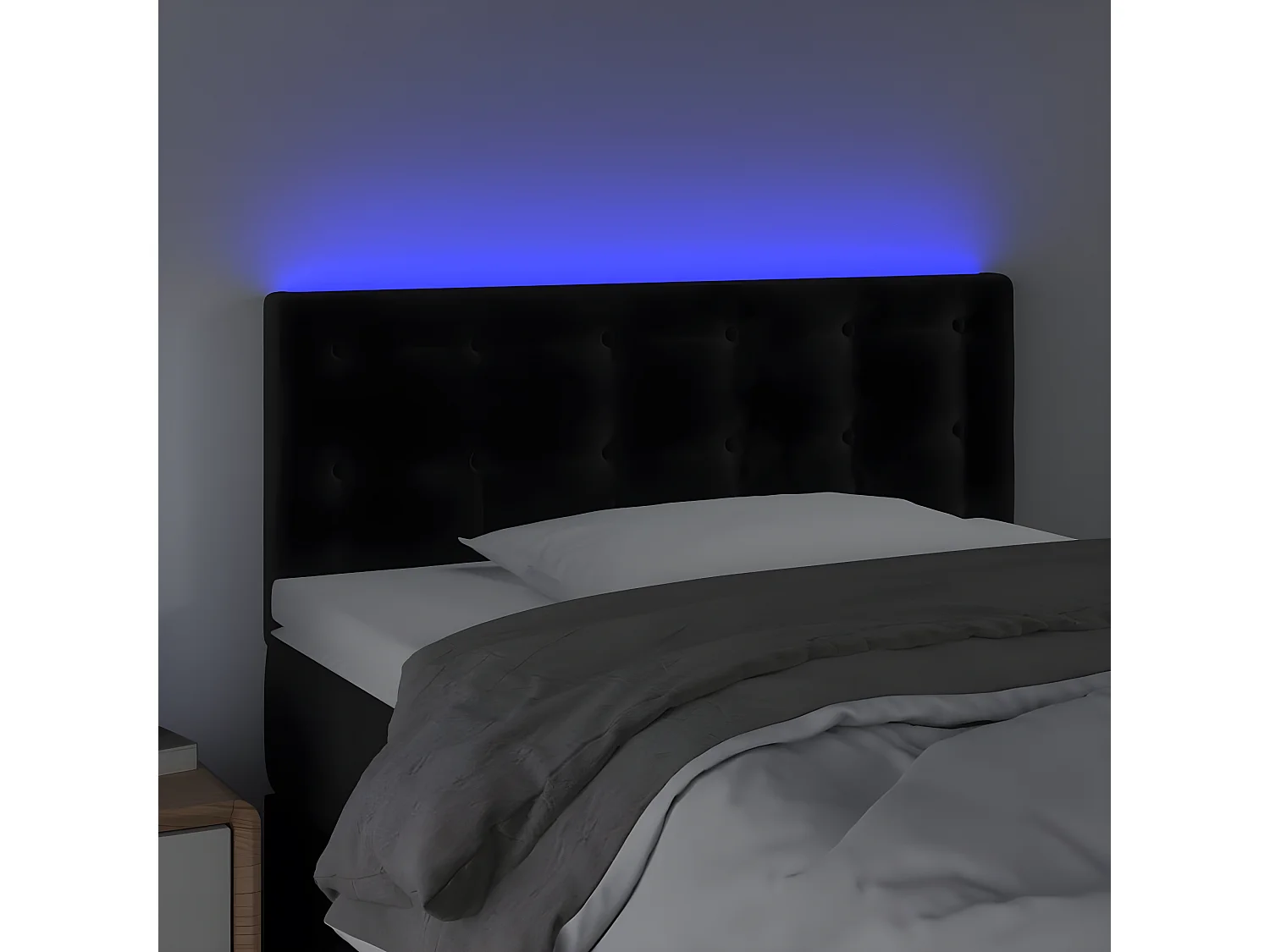 Cabecero con LED de terciopelo negro 100x5x78/88 cm
