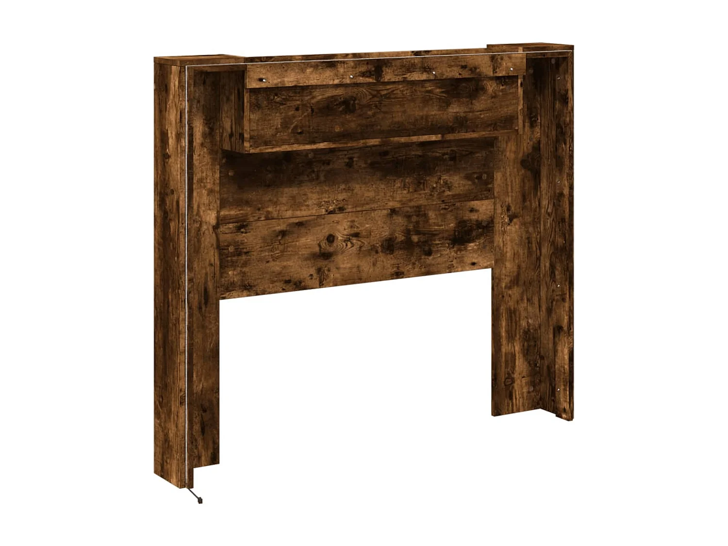 Armoire tête de lit avec LED chêne fumé 120x16,5x103,5 cm