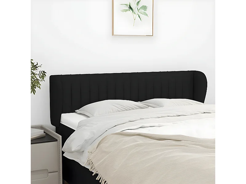 Tête de lit avec oreilles Noir 147x23x78/88 cm Tissu