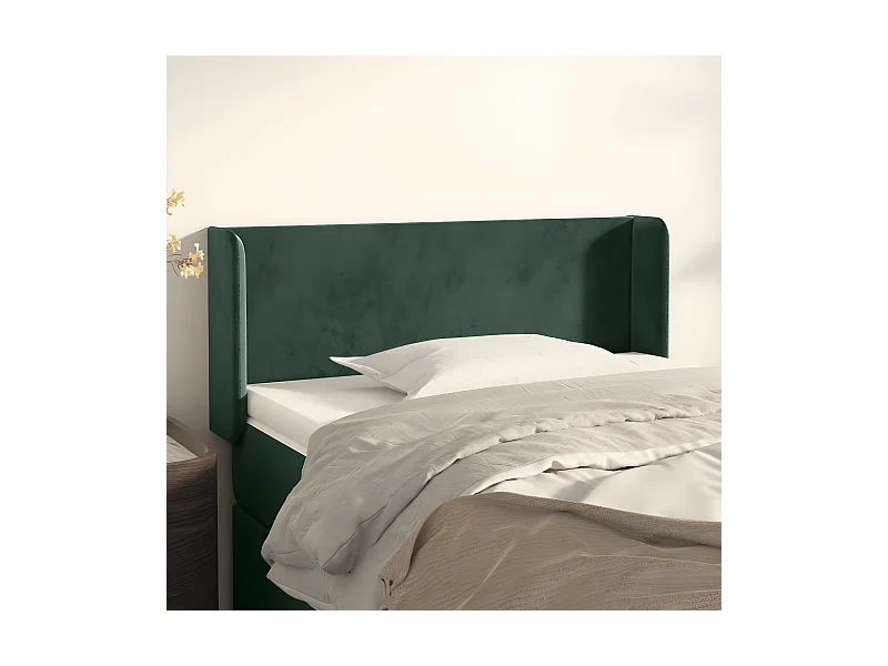 Tête de lit avec oreilles Vert foncé 83x16x78/88 cm Velours