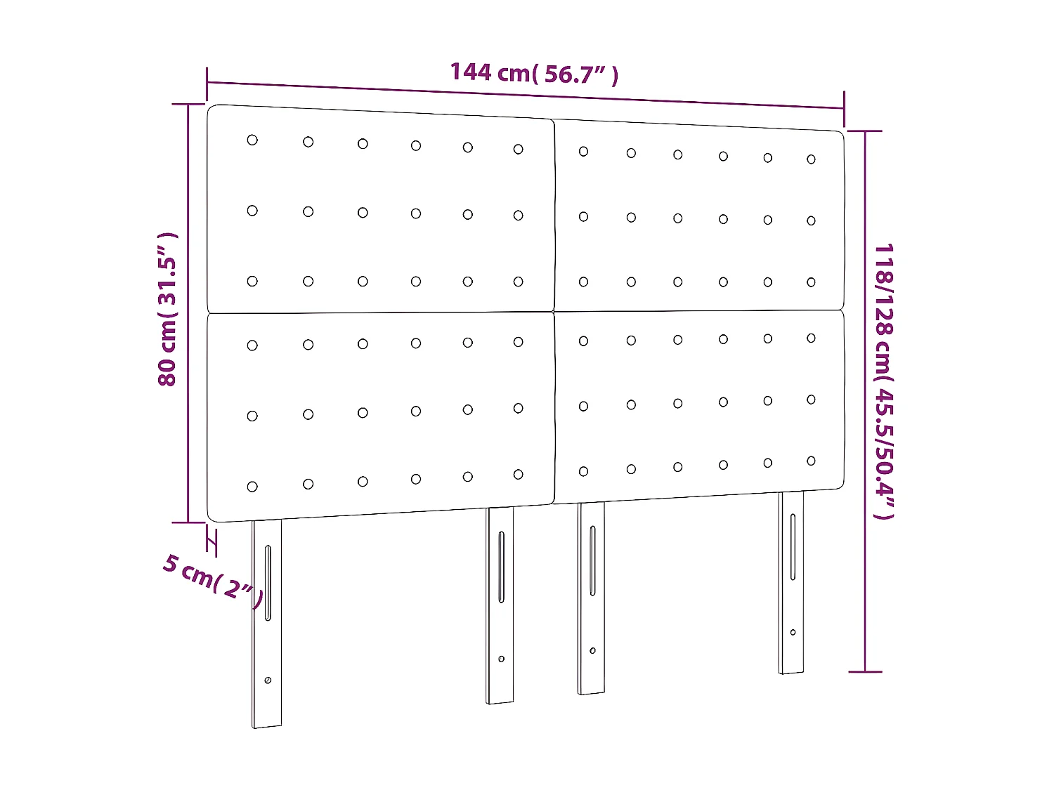 Têtes de lit 4 pièces Taupe 72x5x78/88 cm Tissu