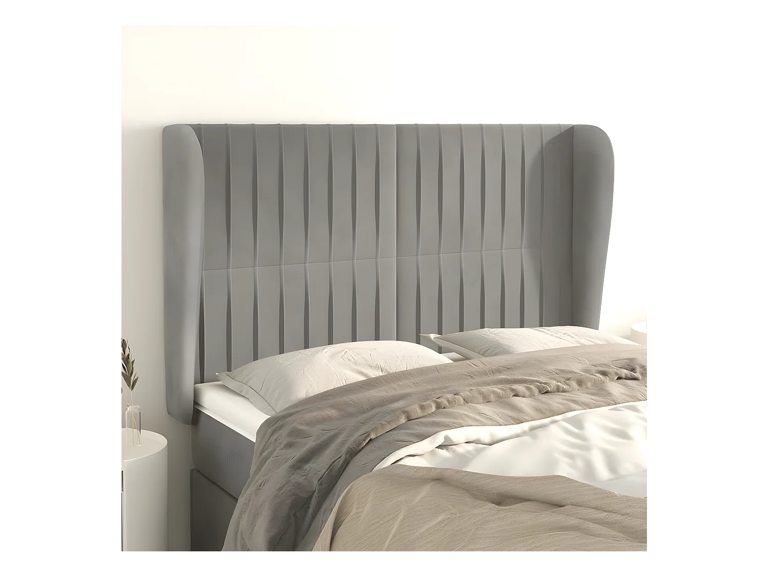 Tête de lit avec oreilles Gris clair 147x23x118/128 cm Velours