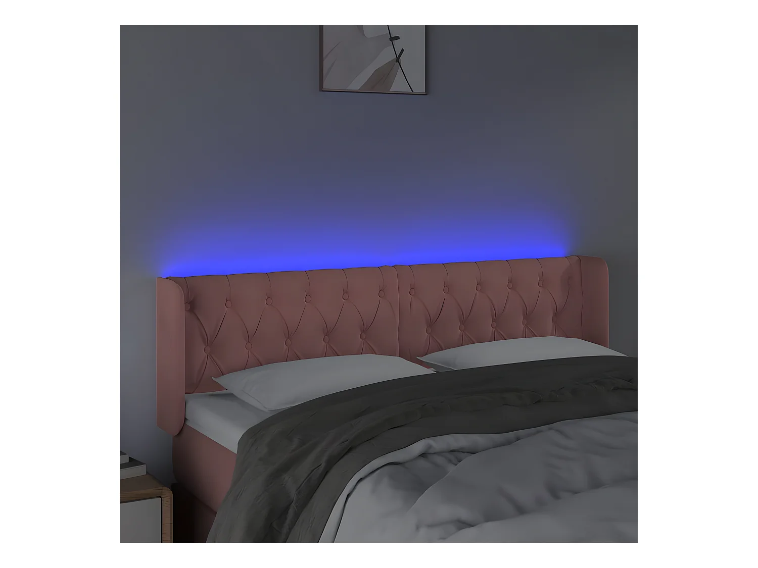 Tête de lit à LED Rose 163x16x78/88 cm Velours